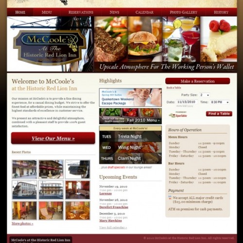 McCooles at the Historic Red Lion Inn Home Page