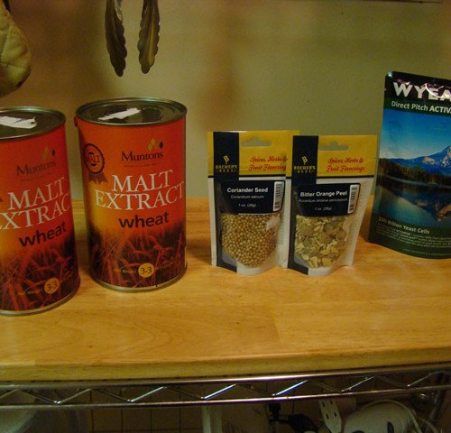 Ingredients for brewing a Belgian Wit