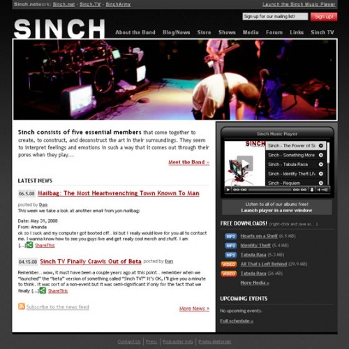 Sinch.net Home page